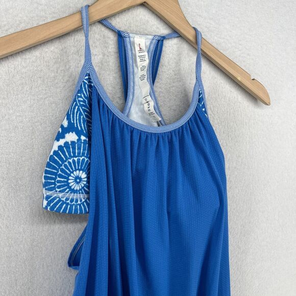 LULULEMON Tank Top 6 M No Limits Racerback Circle Mesh Shelf Bra Yoga Gym Blue - Picture 4 of 12
